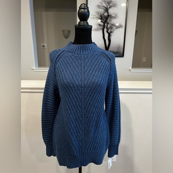 NEW MOCK TURTLENECK SWEATER - CORNFLOWER BLUE - Small - Picture 1 of 5